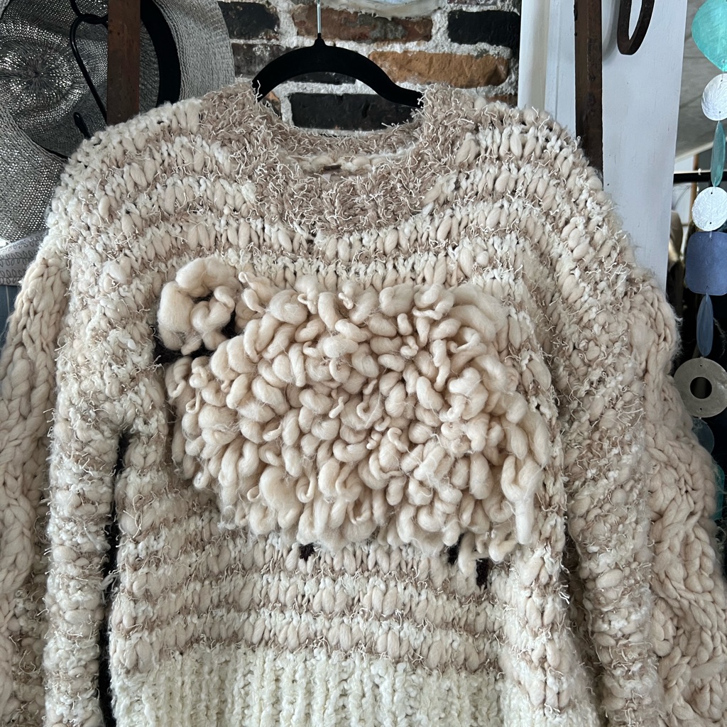 Free People Textured Cream Sweater